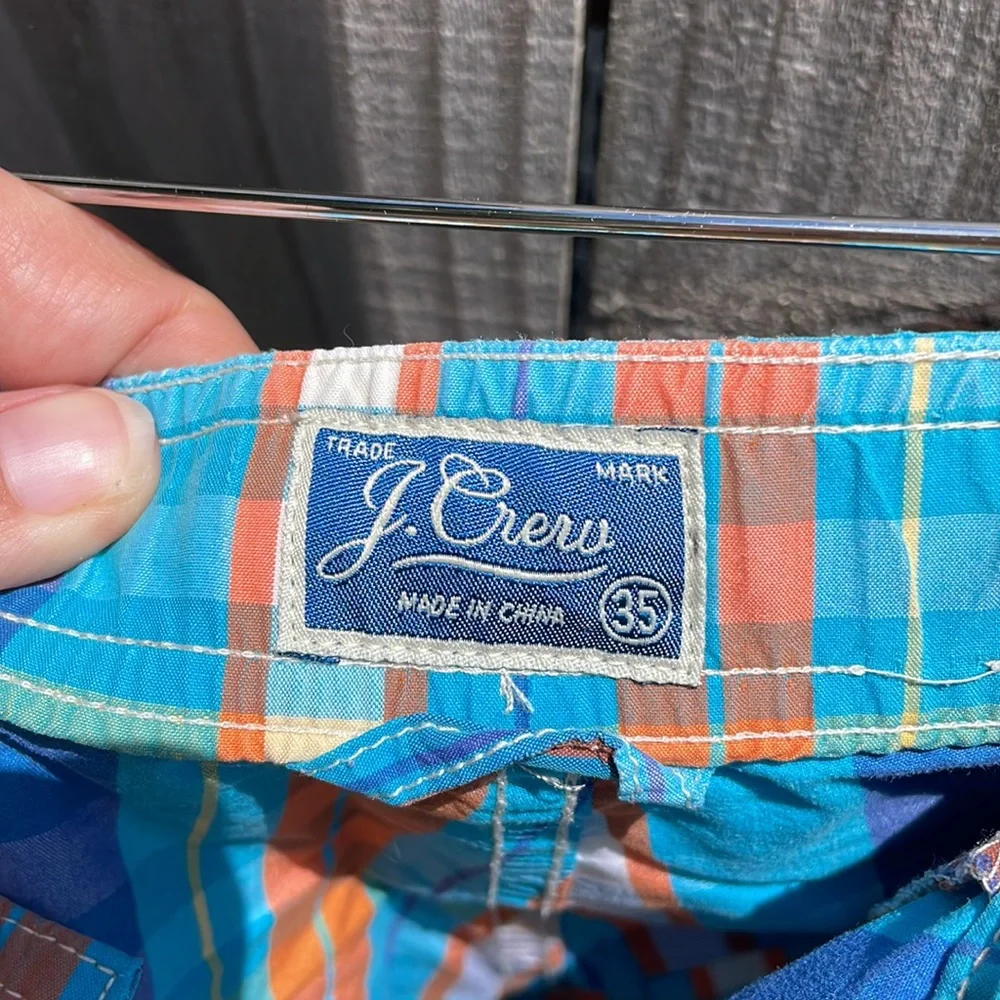 J. Crew Trademark Plaid Sport Shorts Sz 35